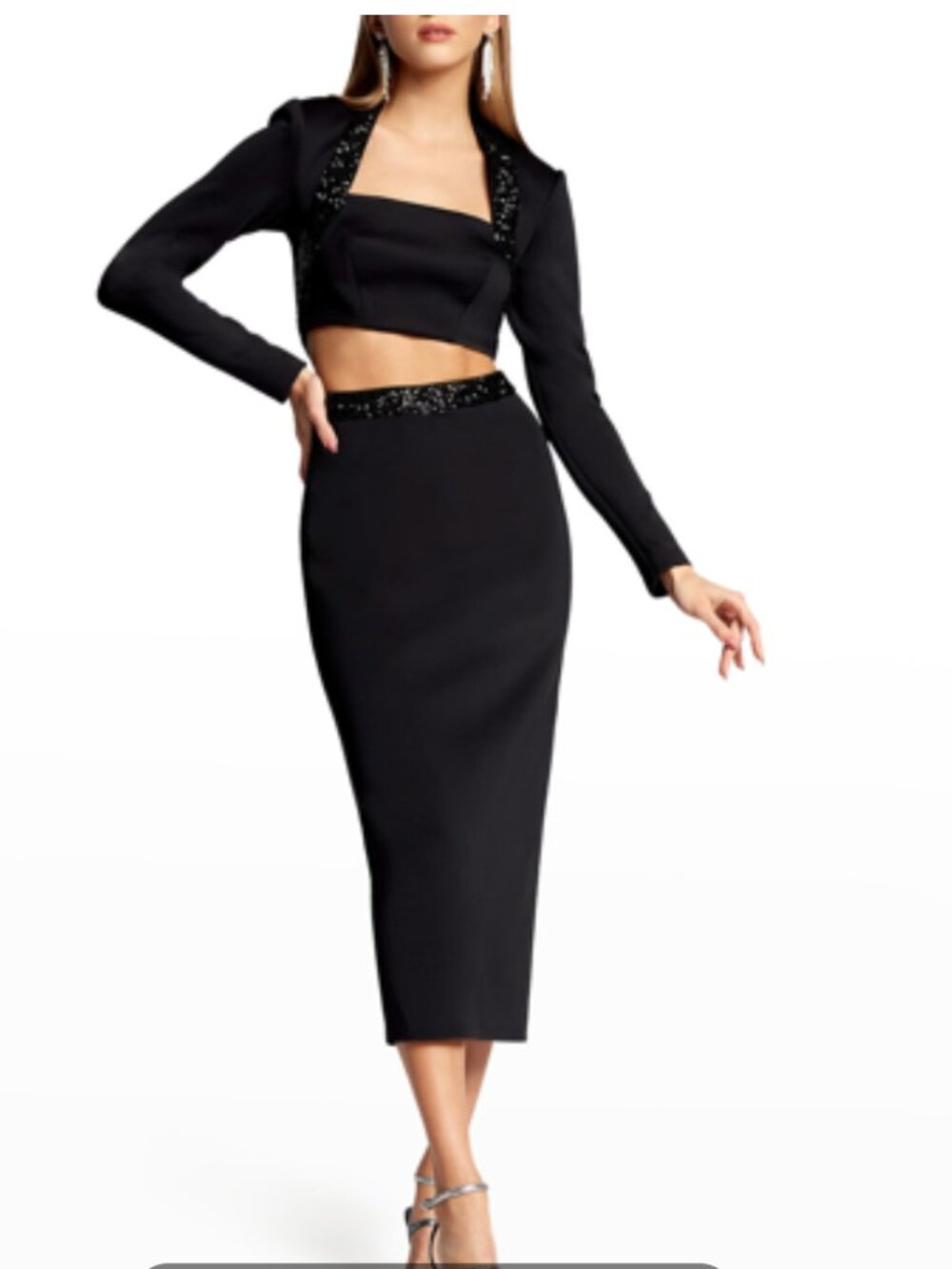 SHO Sequin-Trim Cutout Sheath Dress in Black (small)